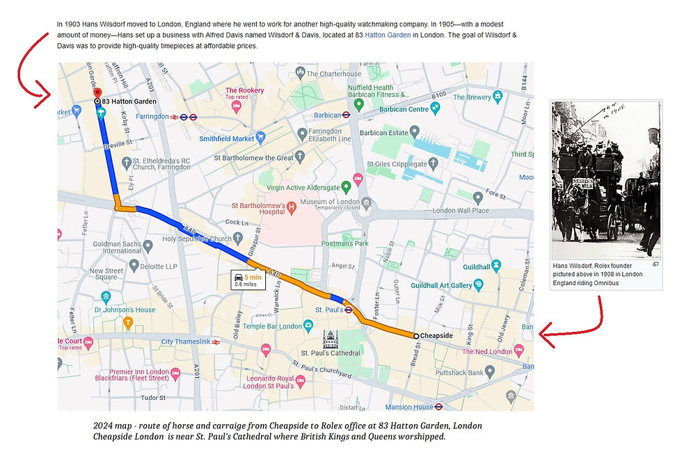 map of London proxiity of Rolex original office to St Pauls Cathedral = LUXE Jewelry & Watch Collection offers ROLEX watches