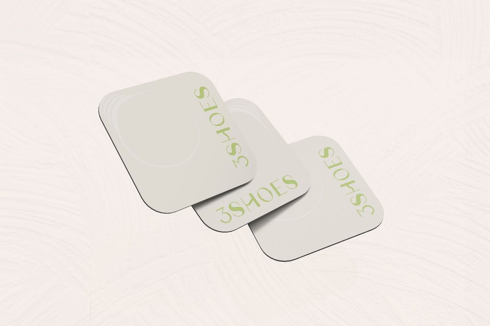 Business cards design 3shoes, business coaching firm, brand design by les Marteau Studio