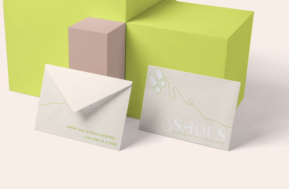 Brand collaterals design 3shoes, business coaching firm, brand design by les Marteau Studio