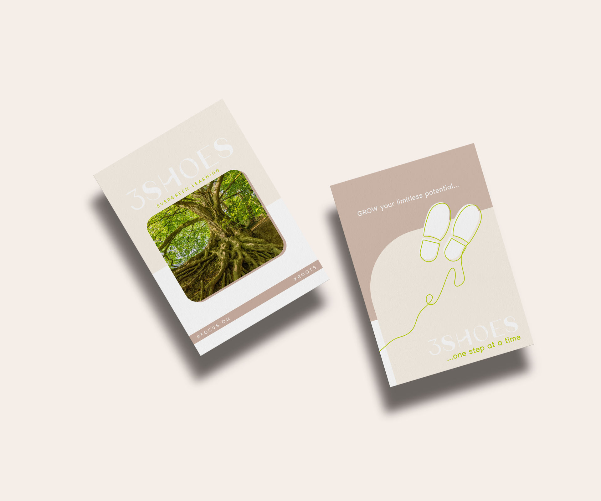 Brand collaterals design 3shoes, business coaching firm, brand design by les Marteau Studio
