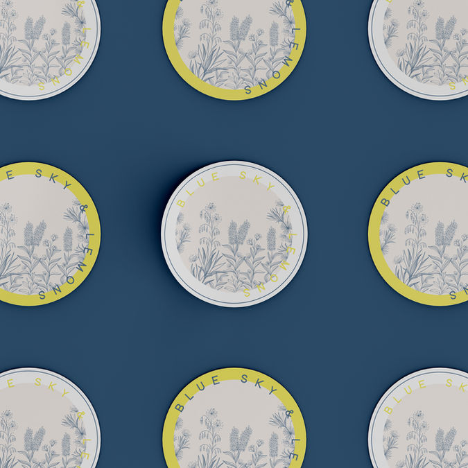 sticker design for lifestyle brand blue sky and lemons by les Marteau Studio