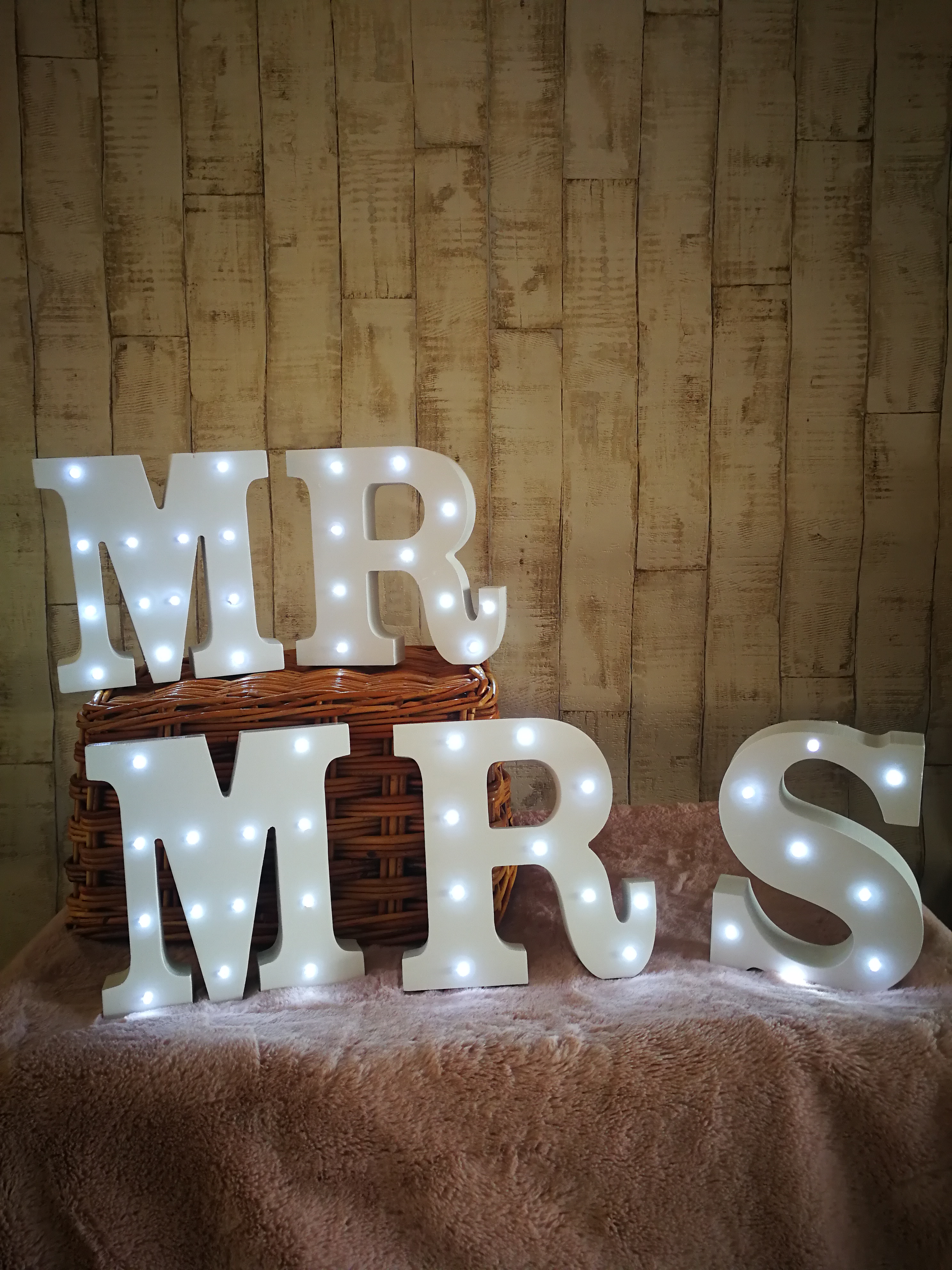 Mr & Mrs mini light up letters