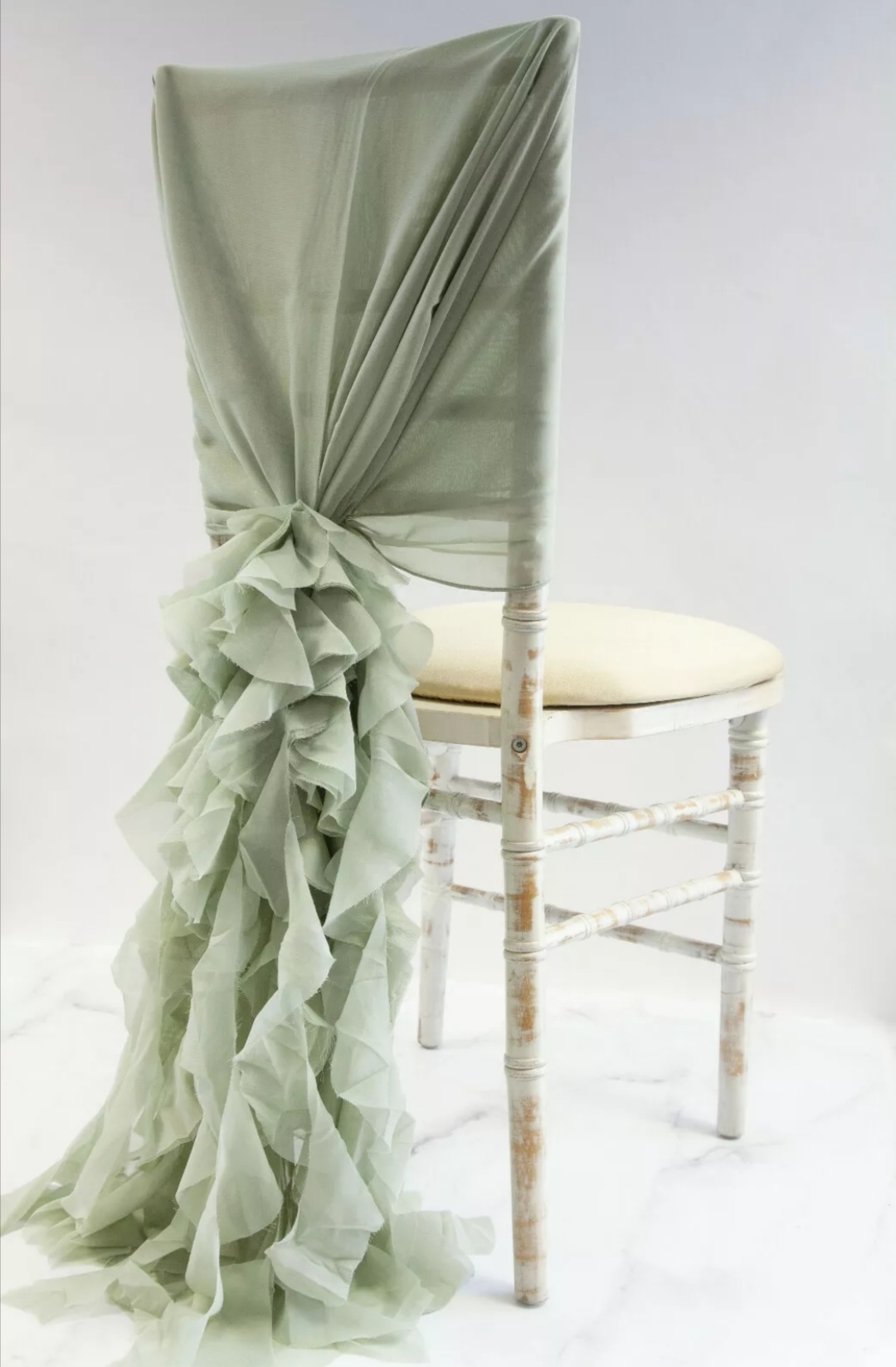 sage ruffle chair hood