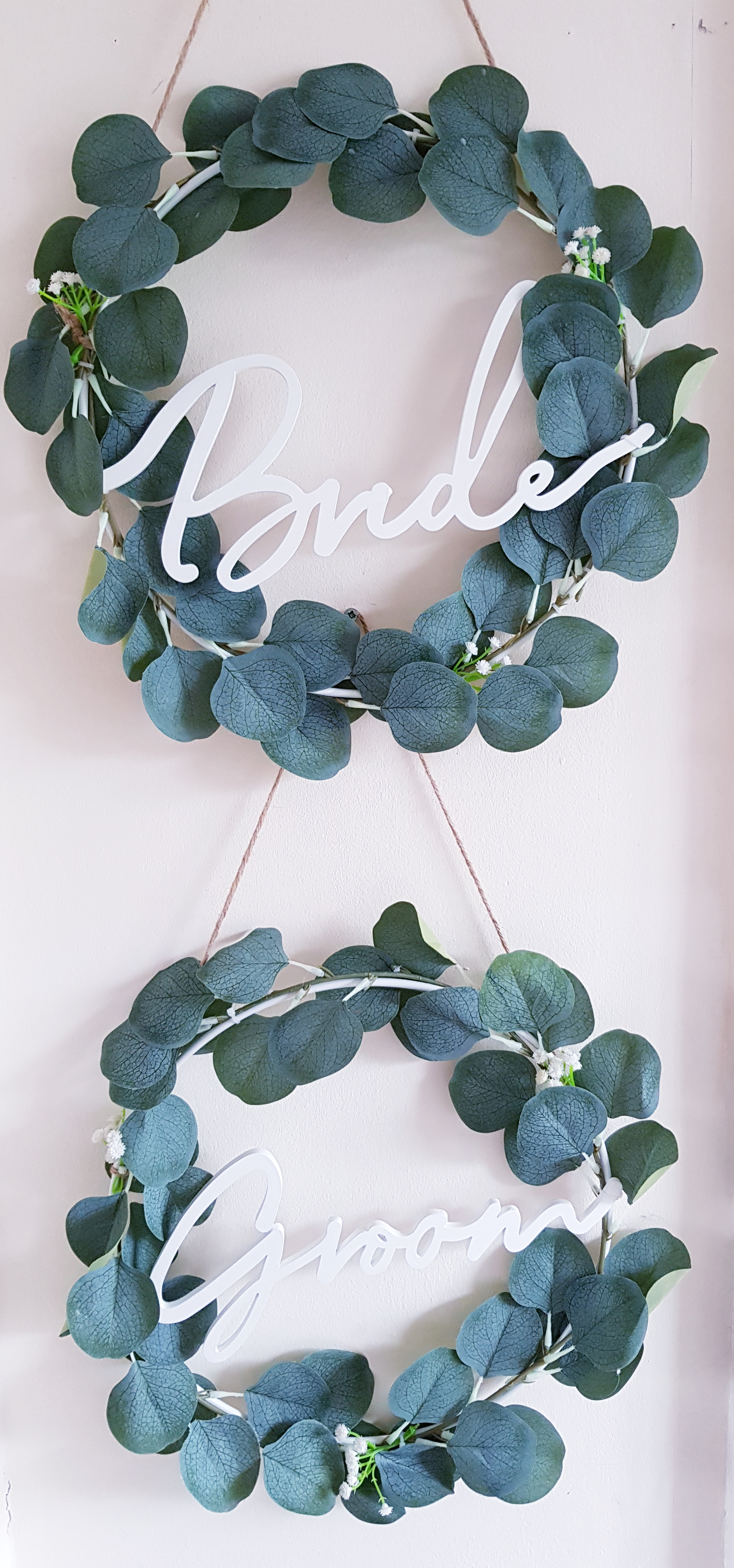 Eucalyptus Bride & Groom hoops