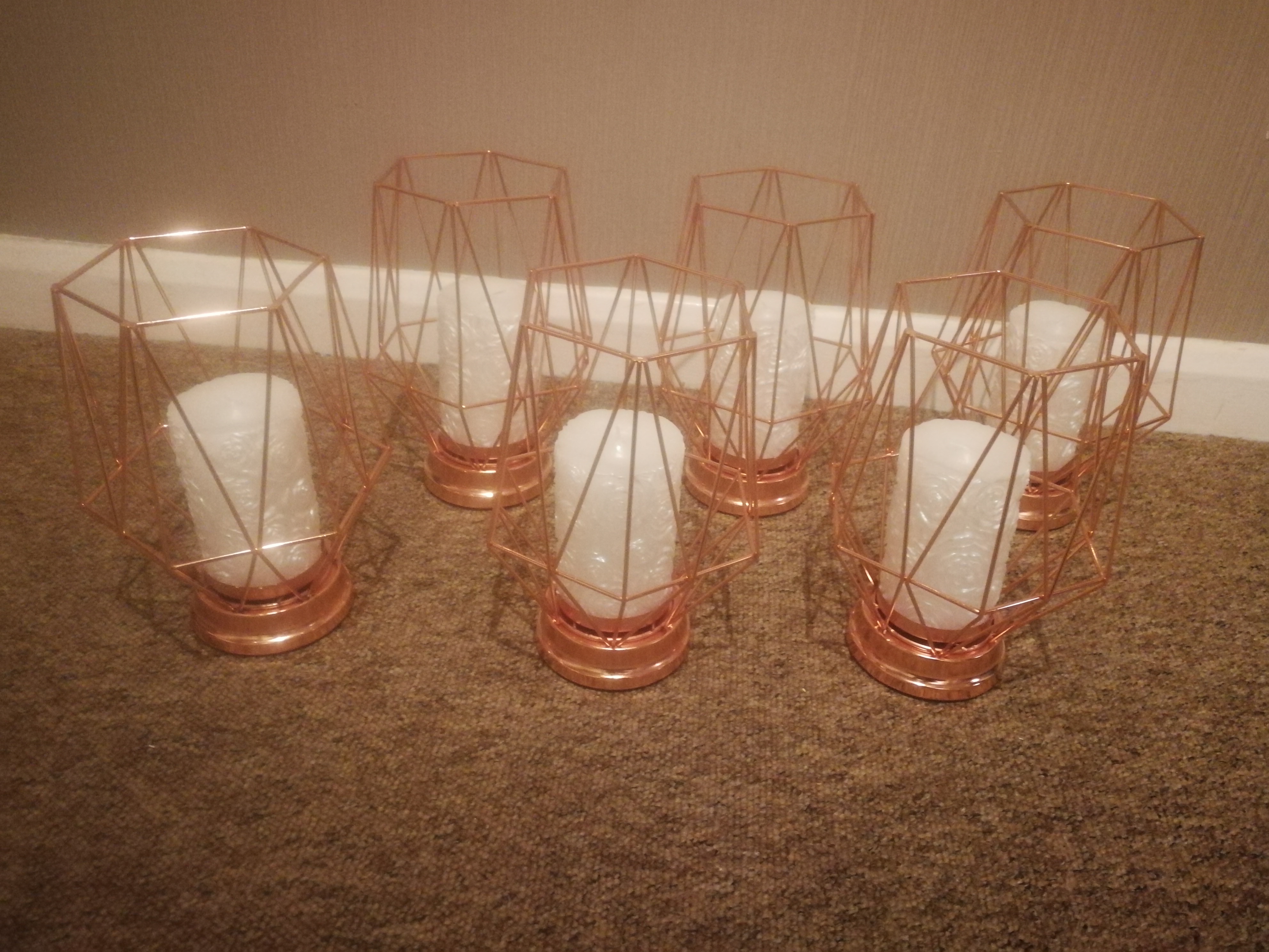 Geometric copper candle holder