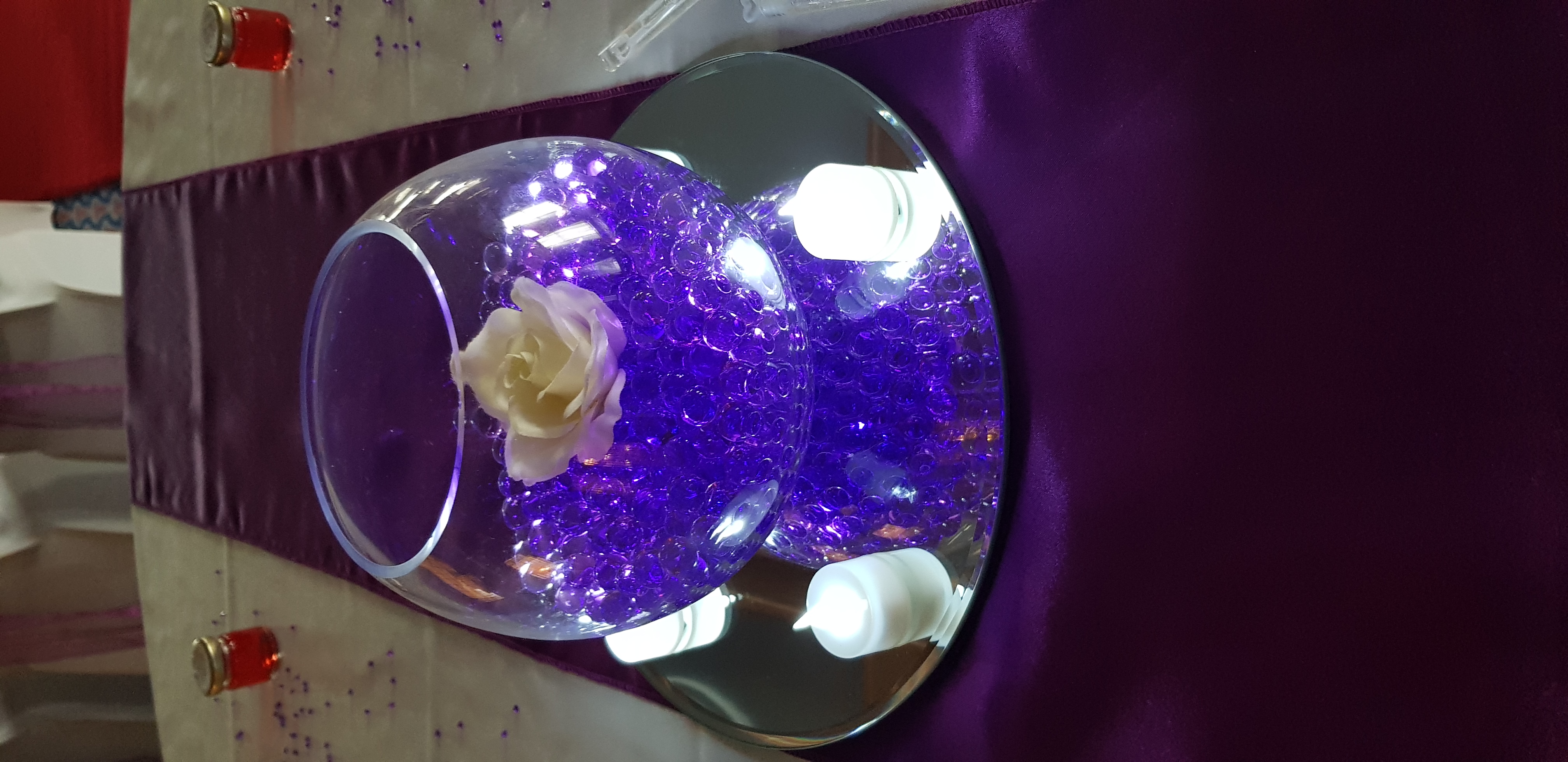Cadbury purple satin table runner