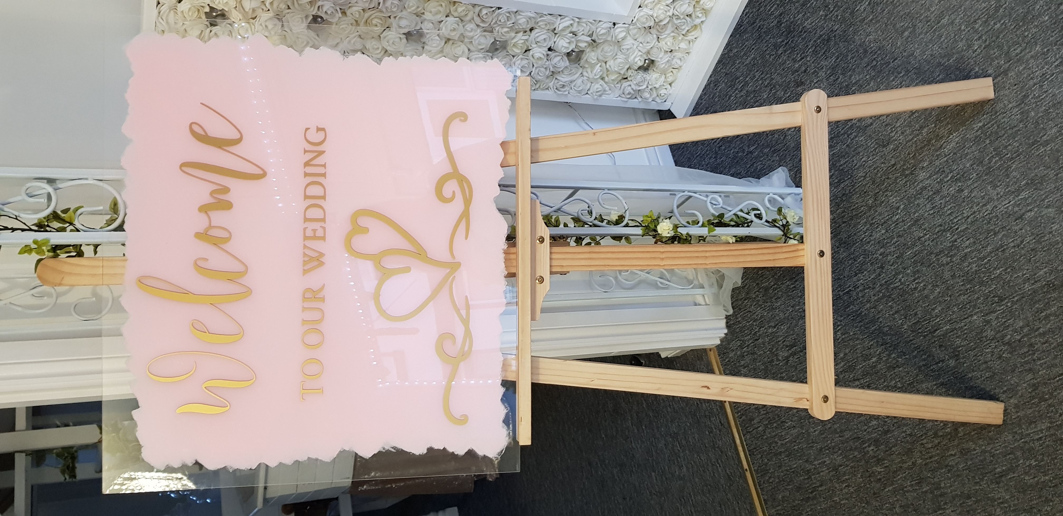Acrylic blush & gold Welcome sign