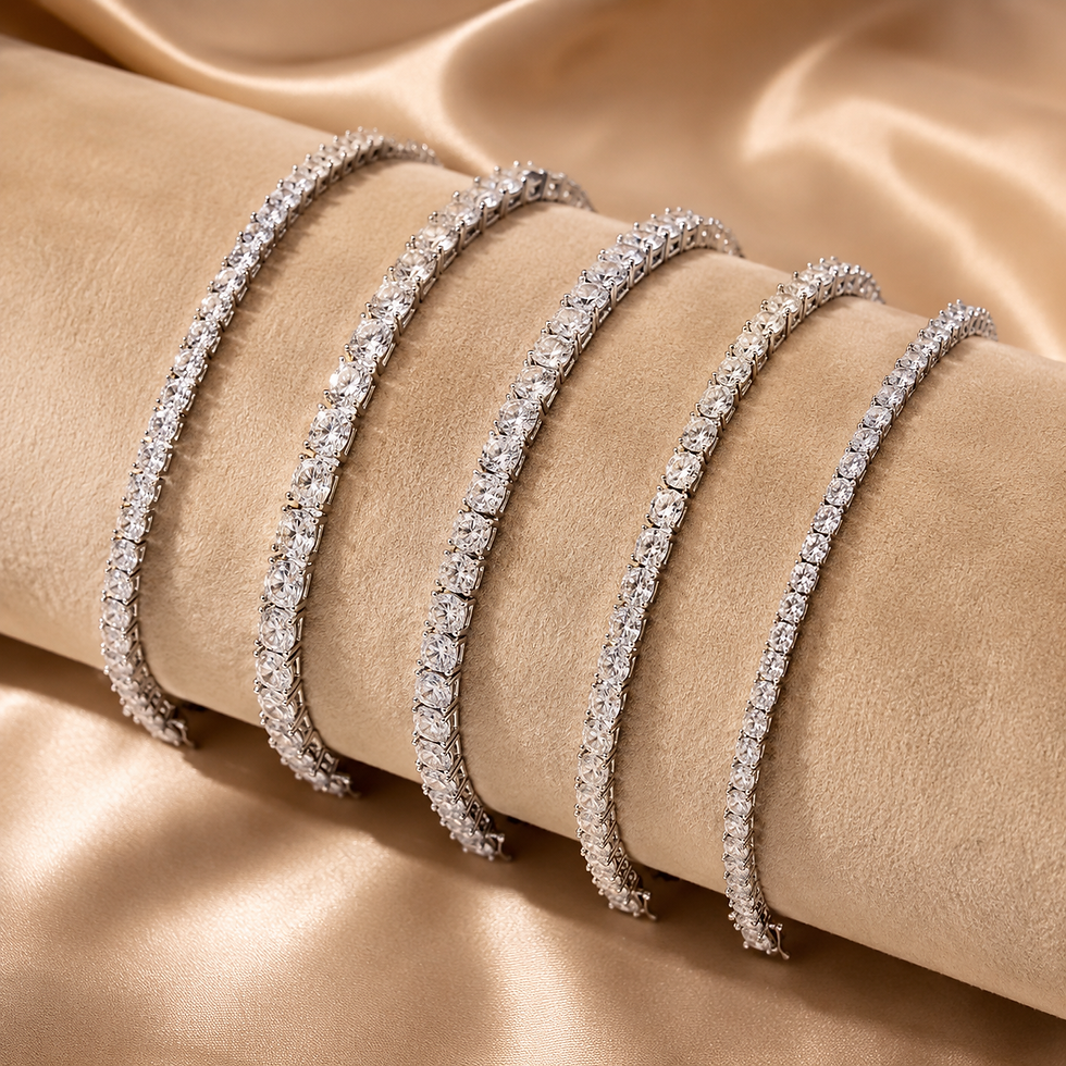 Thumbnail: Aurora 925 Sterling Silver Moissanite Tennis Bracelet