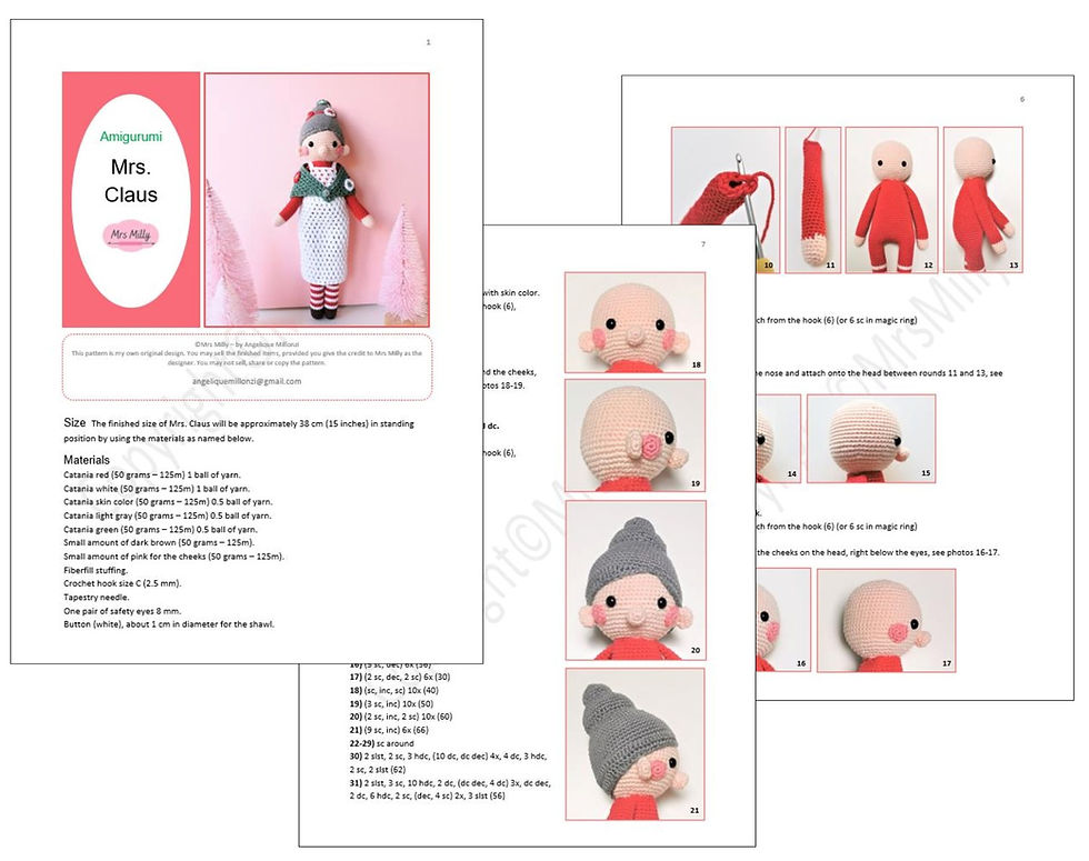 Thumbnail: Kerstvrouw mevrouw Claus Long Leg PDF haakpatroon