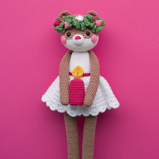 Hamster, Lucia, Kerst, Zweden, haken, Crochet, krans, Scheepjes Catona