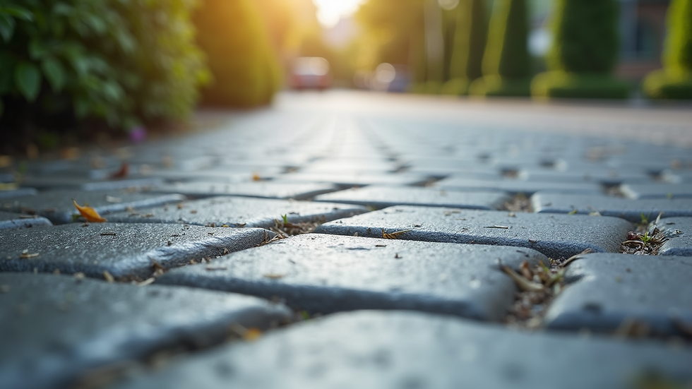 Close-up view of freshly sealed pavers with a glossy finish