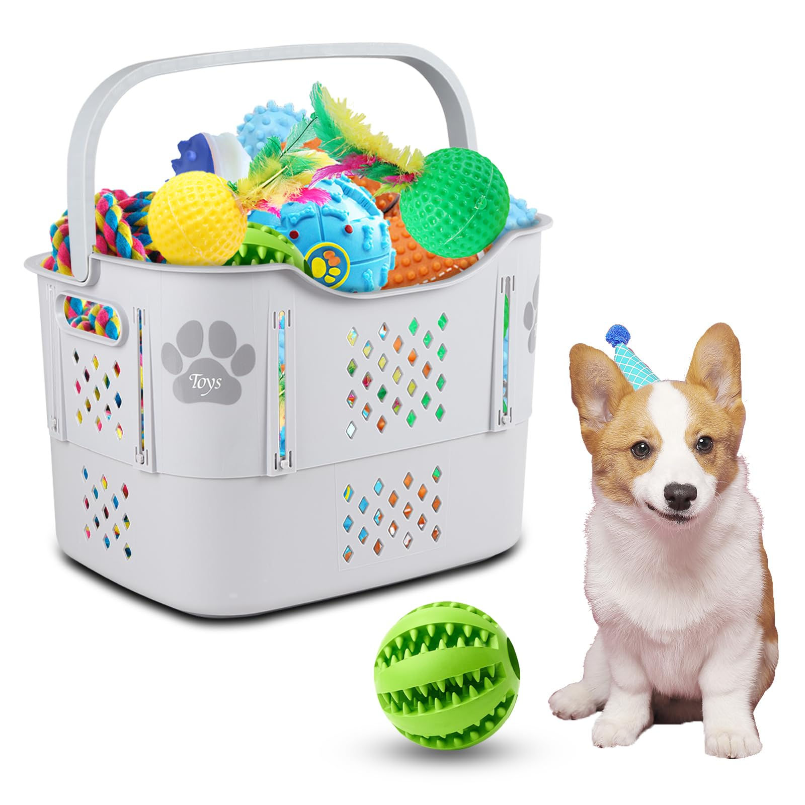 Lolytama Dog Toy Basket|Collapsible Dog Toy Basket|45.2qt/43l Dog Toy Basket Lar