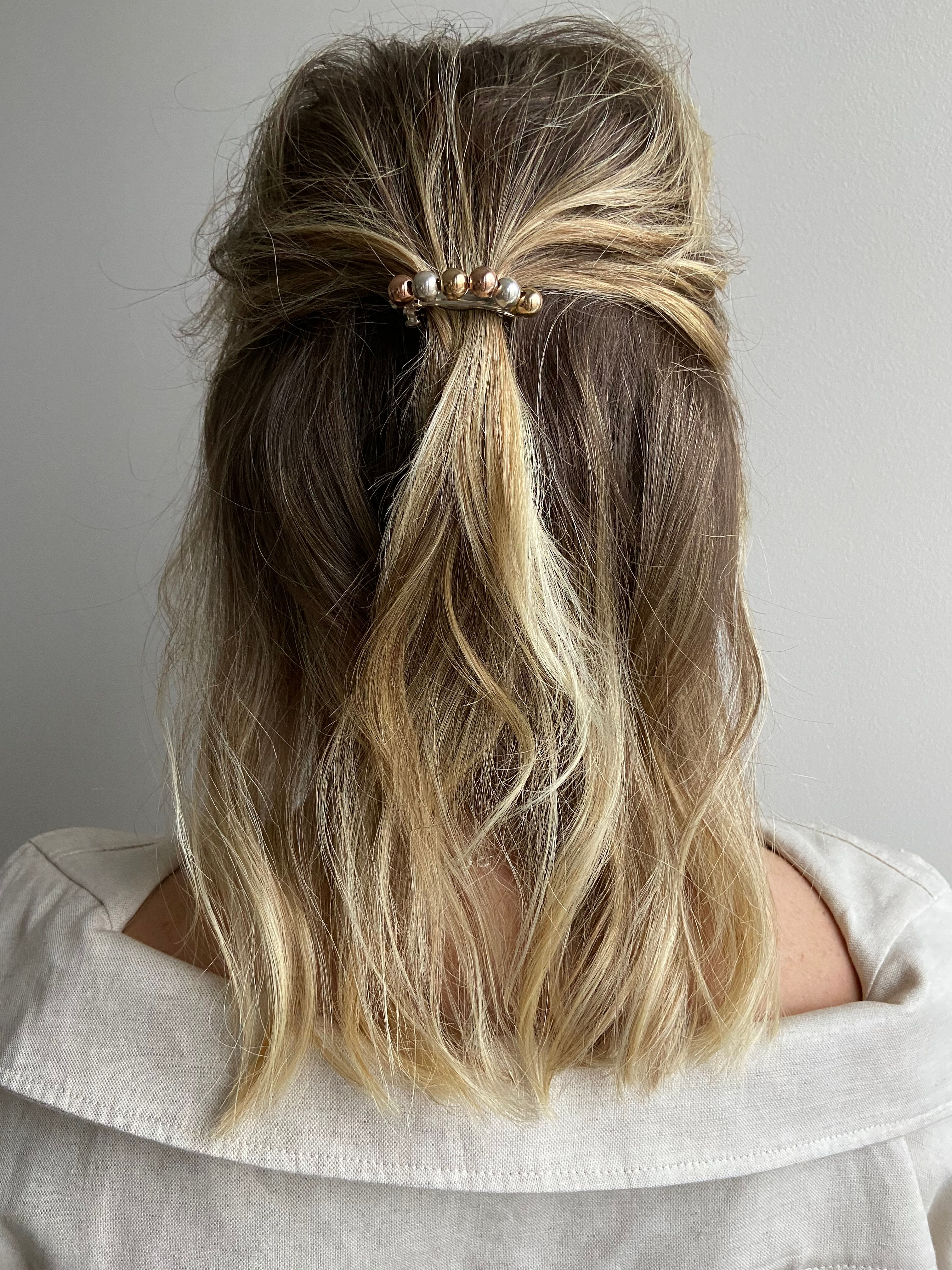 Ginnette Tri-Metal Beaded French Hair Clip