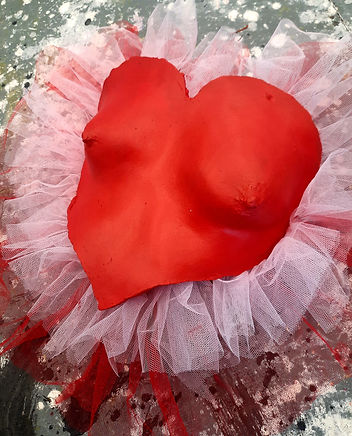 Red Heart Boob sculpture