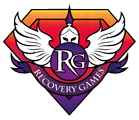 Recovery Games logo with RG initials, winged helmet, and shield.