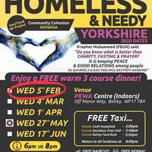 Homeless & Needy dinner THIS Wednesday 5th Feb at 6:00pm
