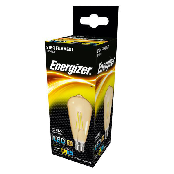 Energizer Filament S12870 LED Candle 4W ES Warm White, 727 Products, a 40 watt, 2700K bulb in packaging.