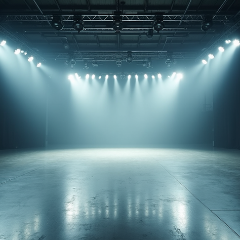 Eye-level view of a modern UK film studio with LED volume stage