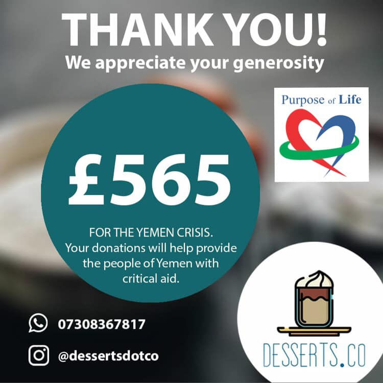Thank you poster for the donations to the Yemen Crisis