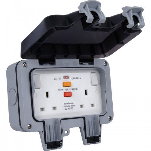BG WP22RCD IP66 13A 2G SP Weatherproof Outdoor Passive RCD Socket
