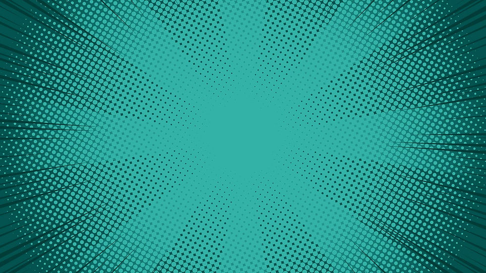 Abstract teal comic book background with radiating lines and halftone dots