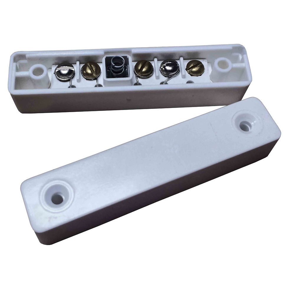 White wireless magnetic contact for the Texecom KIT-1003 Capture 64W-LIVE Wireless Alarm Kit and 727 Products.