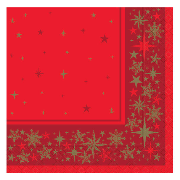 Swantex 33cm Merry & Bright Red 2 Ply Napkins - Ctn 1000
