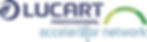 Lucart Professional accelerator network logo with blue text and green semicircle arc on white background.