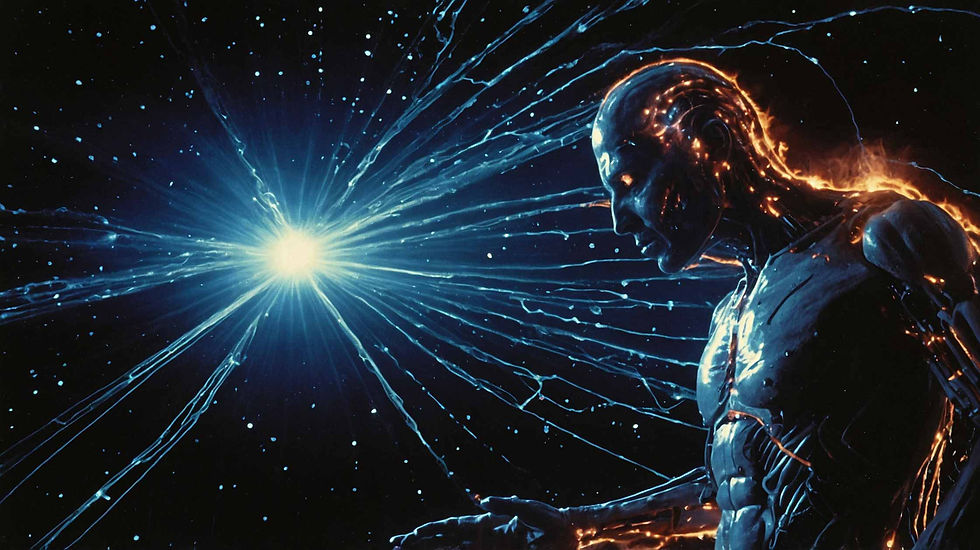 AI Illustration of a future human and machine cyborg