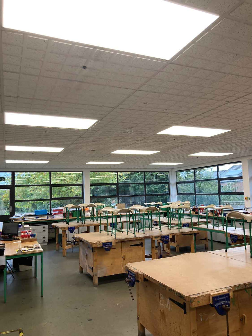 View of LED lighting, installed at Peckham Harris Academy