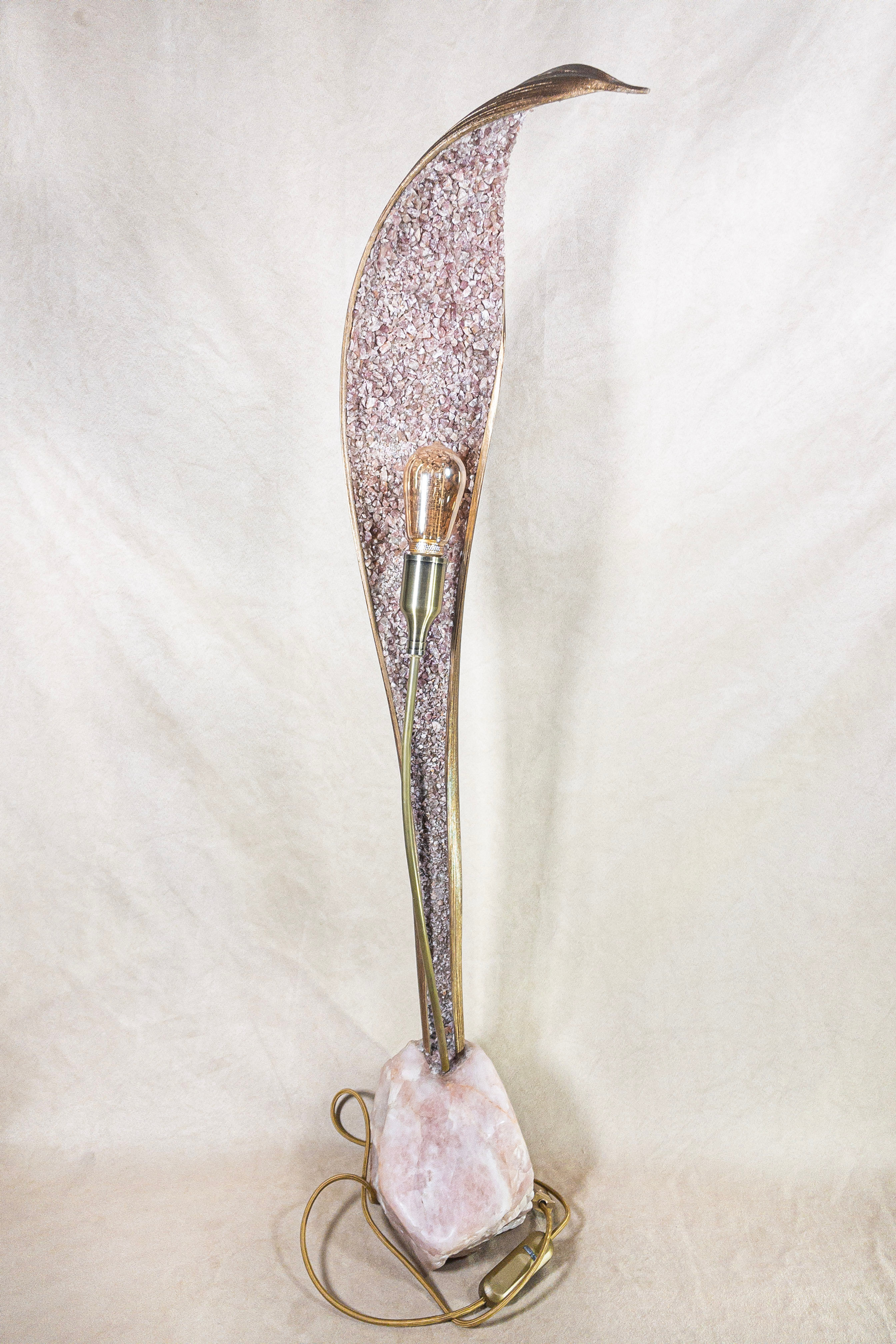 Floor lamp with rose quartz base
