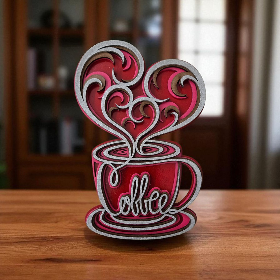 Thumbnail: Handmade 4-Layer Dimensional Coffee Plaque Rustic Wall Decor