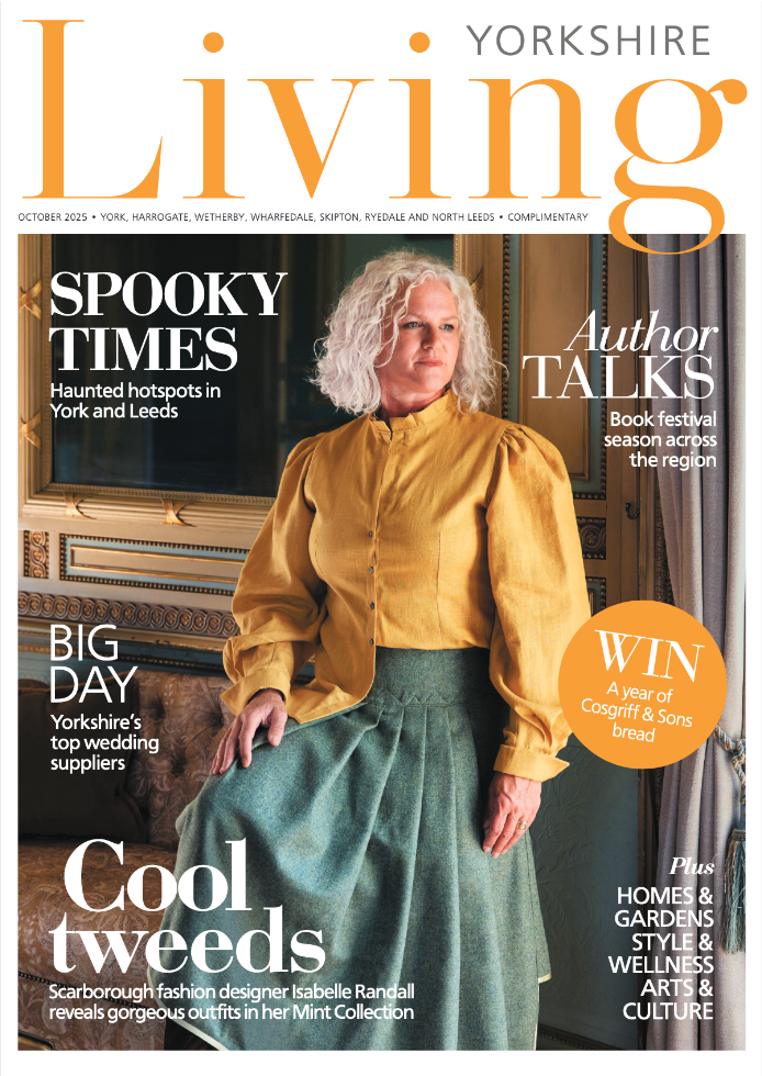 Yorkshire Living cover: woman in cool tweeds by Rabiaah Kamal