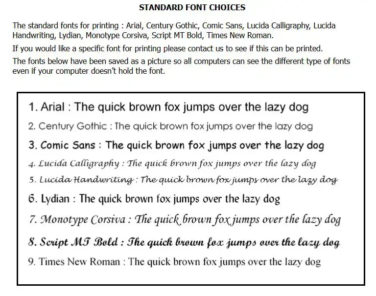 Thumbnail: Standard Fonts
