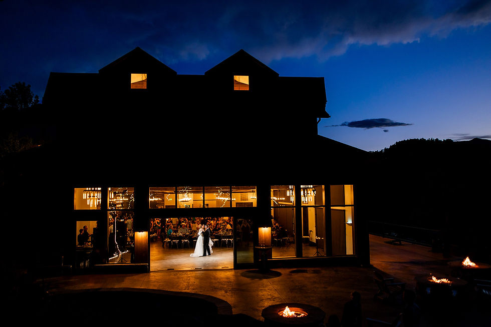 Sunset wedding at Boulders at Black Canyon Inn in Estes Park
