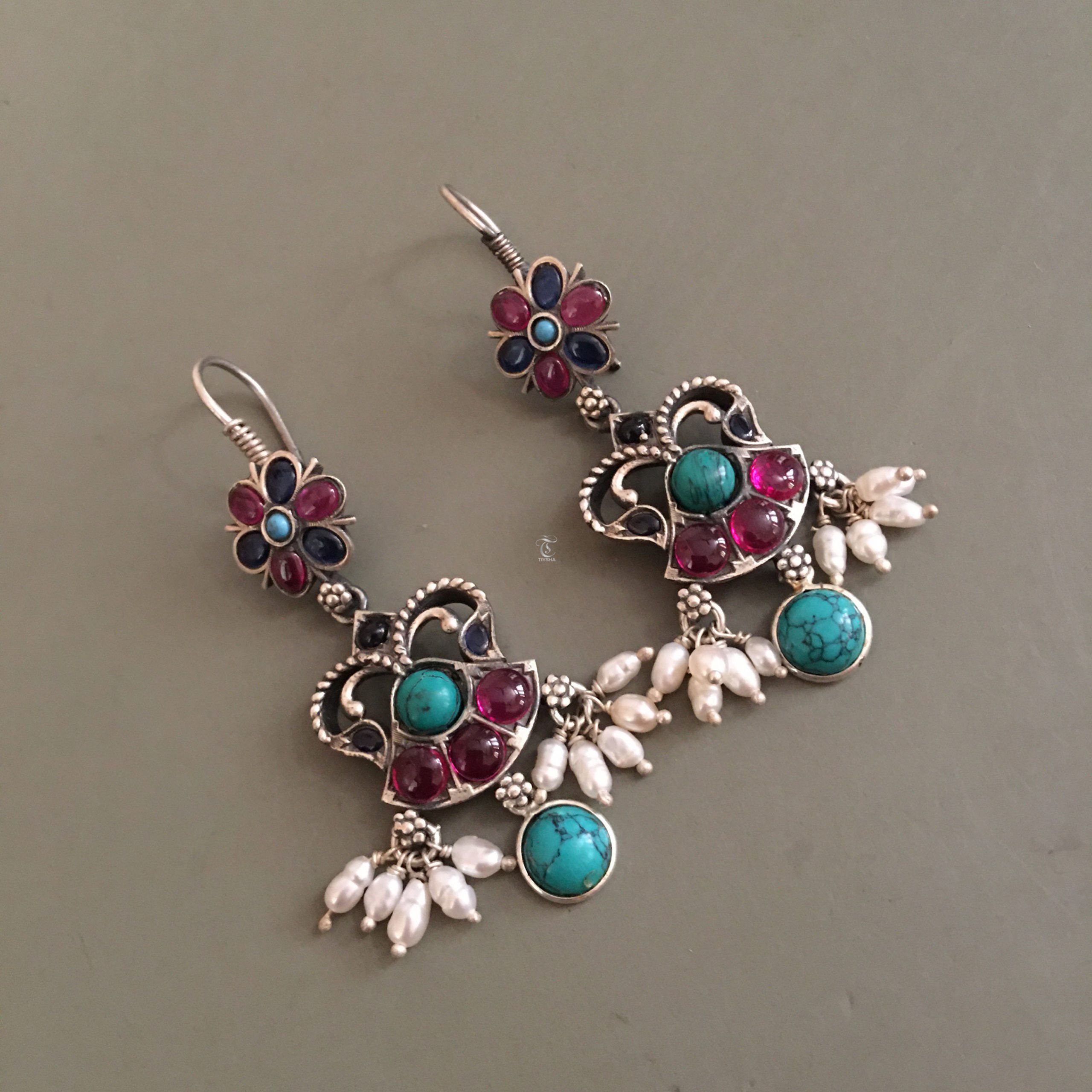 Teal Hook Earrings