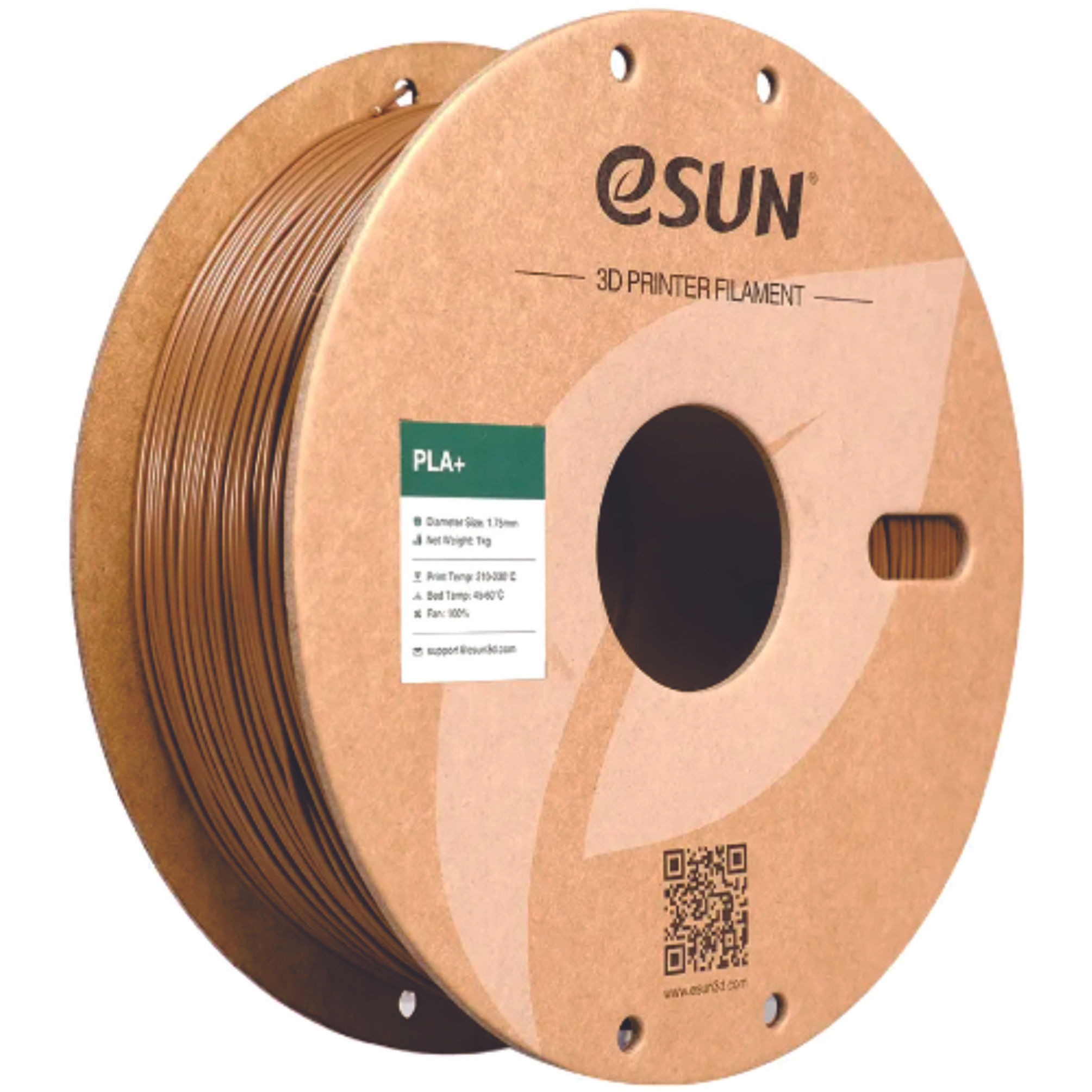 PLA+ filament, 1.75mm, Brown, 1kg/roll