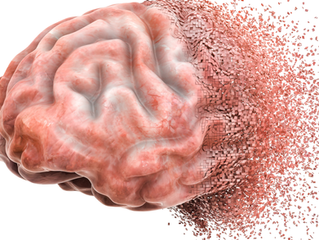 A brain dissipating into dust and fragments.