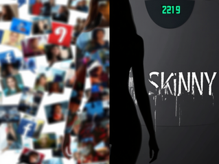 An image of social media platforms along with a silhouette of a woman with the word skinny next to it.