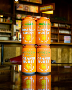 Indeed THC Orange Burst stacked cans.