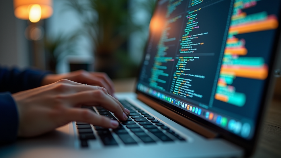 Close-up view of a person using a laptop to explore ENS domains