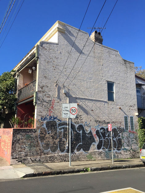 Newtown exterior wall - BEFORE painting