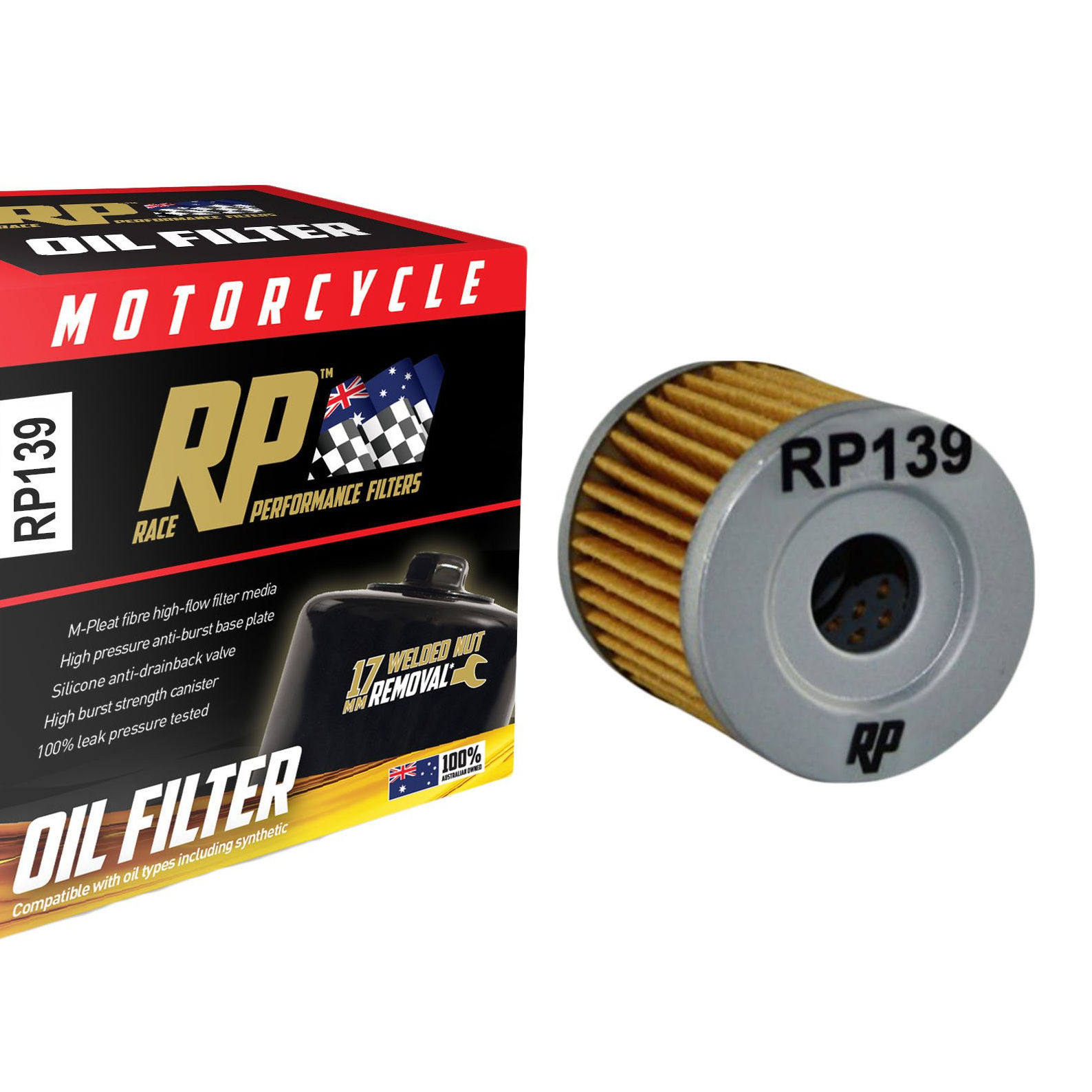 RP Race Performance Oil Filter RP139 澳洲高性能電單車油隔