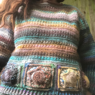 Celestial Sweater - a colourful crochet sweater using star stitch