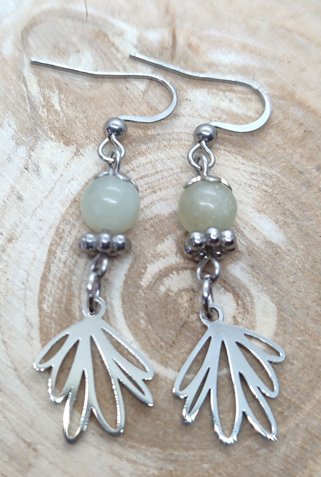 Boucles d'oreilles amazonite multicolore et acier inoxydable