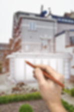 Spaces4You _ Drawing renovation of a New modern extension of a house with big glasses wind