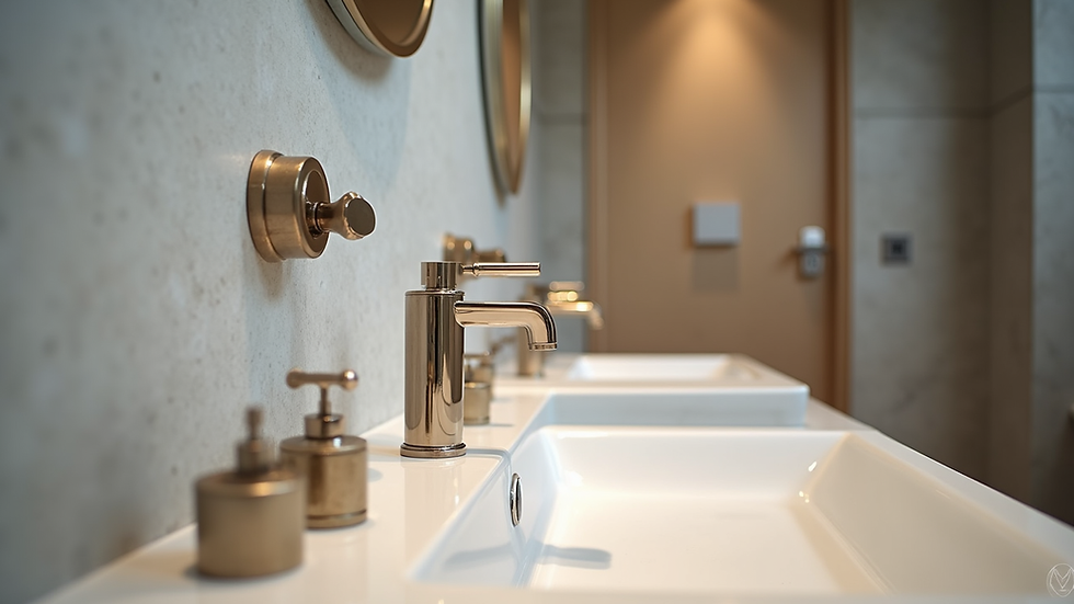 Eye-level view of a modern bathroom with luxury fittings