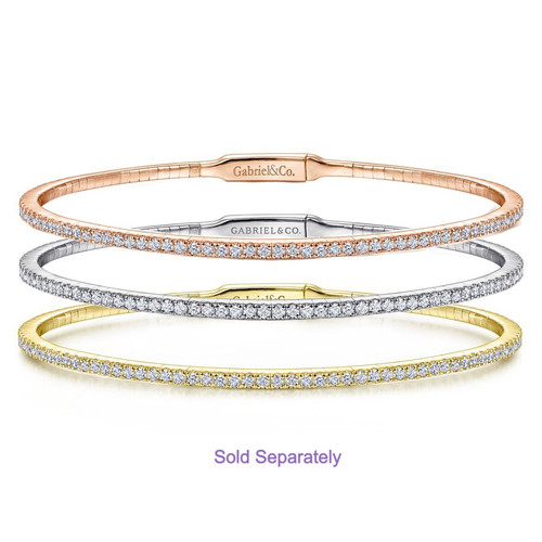 Gabriel & Co 14K Gold Simple Line Diamond Bangle Dubin’s Fine Jewelry