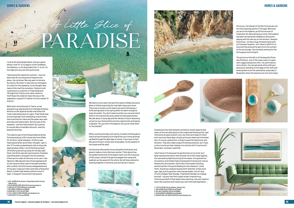 the crystal clear waters and turquoise lagoons of the islands of the Ria Formosa in Algarve inspired me to redecorate my hom