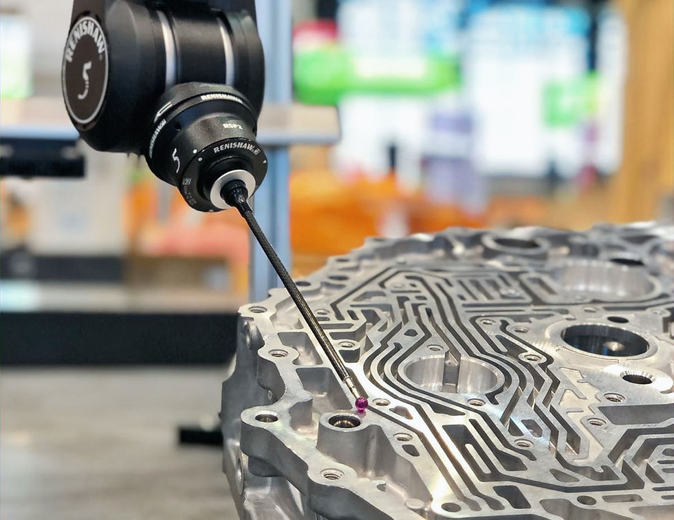 CMM probe inspecting a precision part during measurement